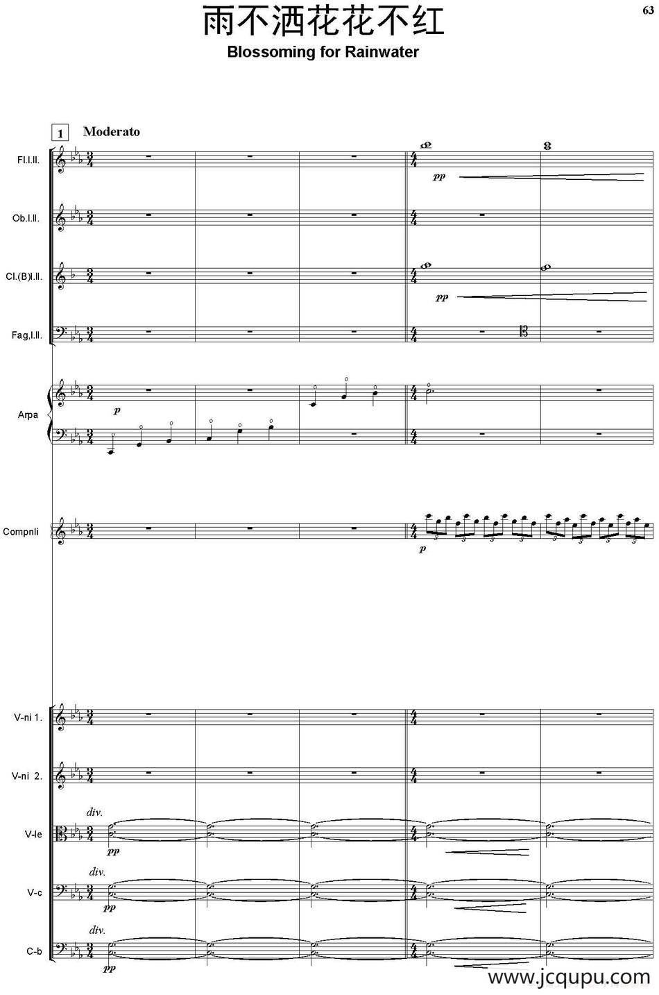 雨不洒花花不红（总谱）简谱
