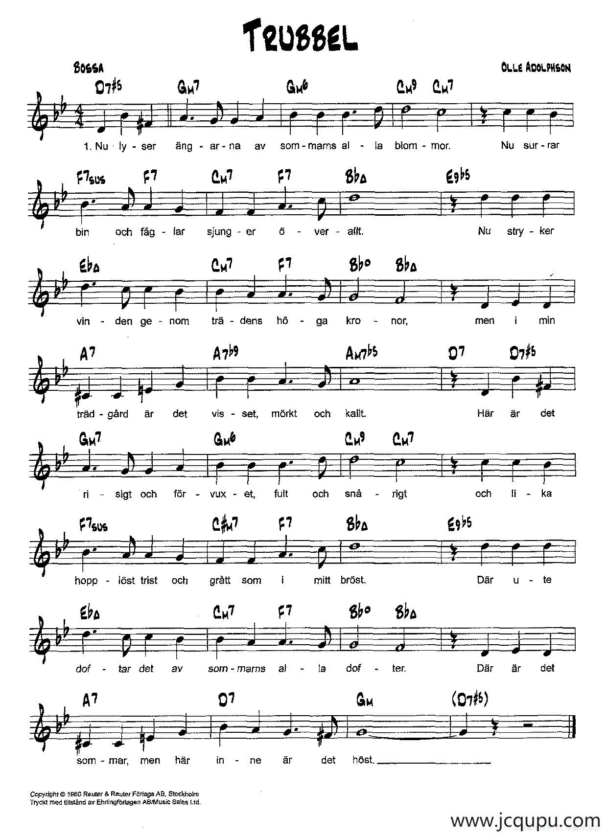 降B爵士乐谱：TRUBBEL简谱