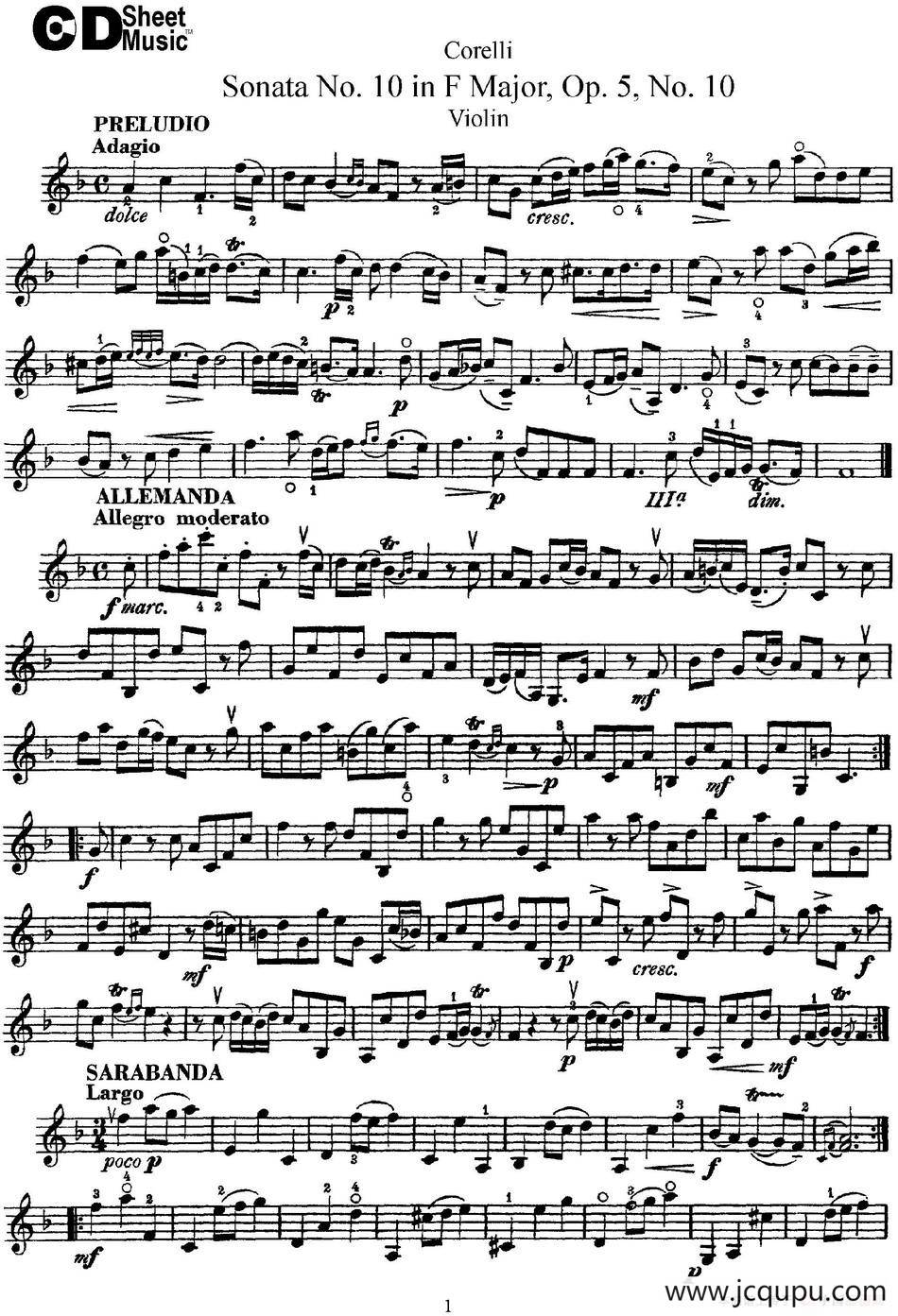 Sonata No.10 in F Major Op.5 No.10简谱