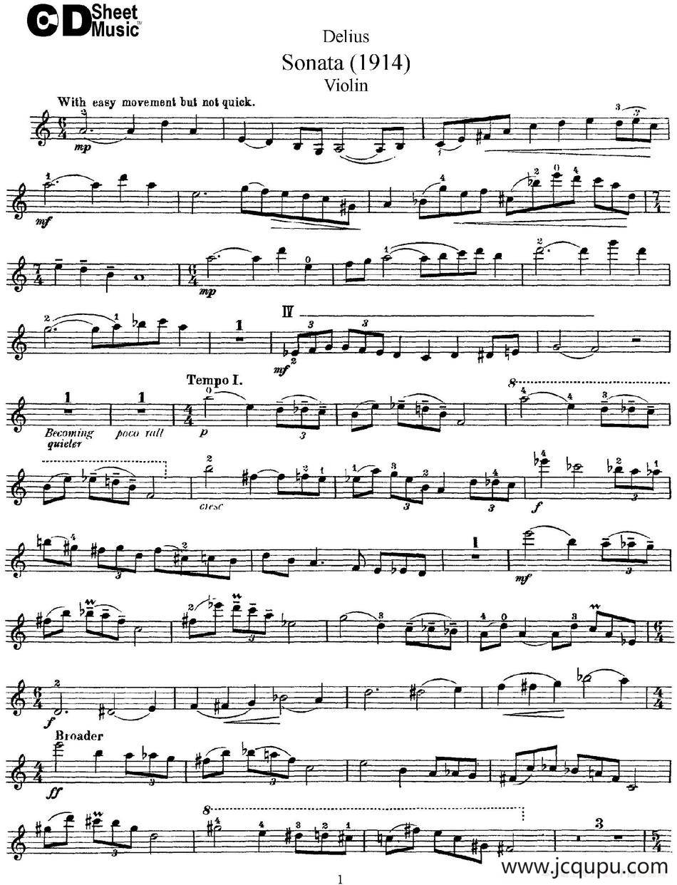 Delius Sonata简谱