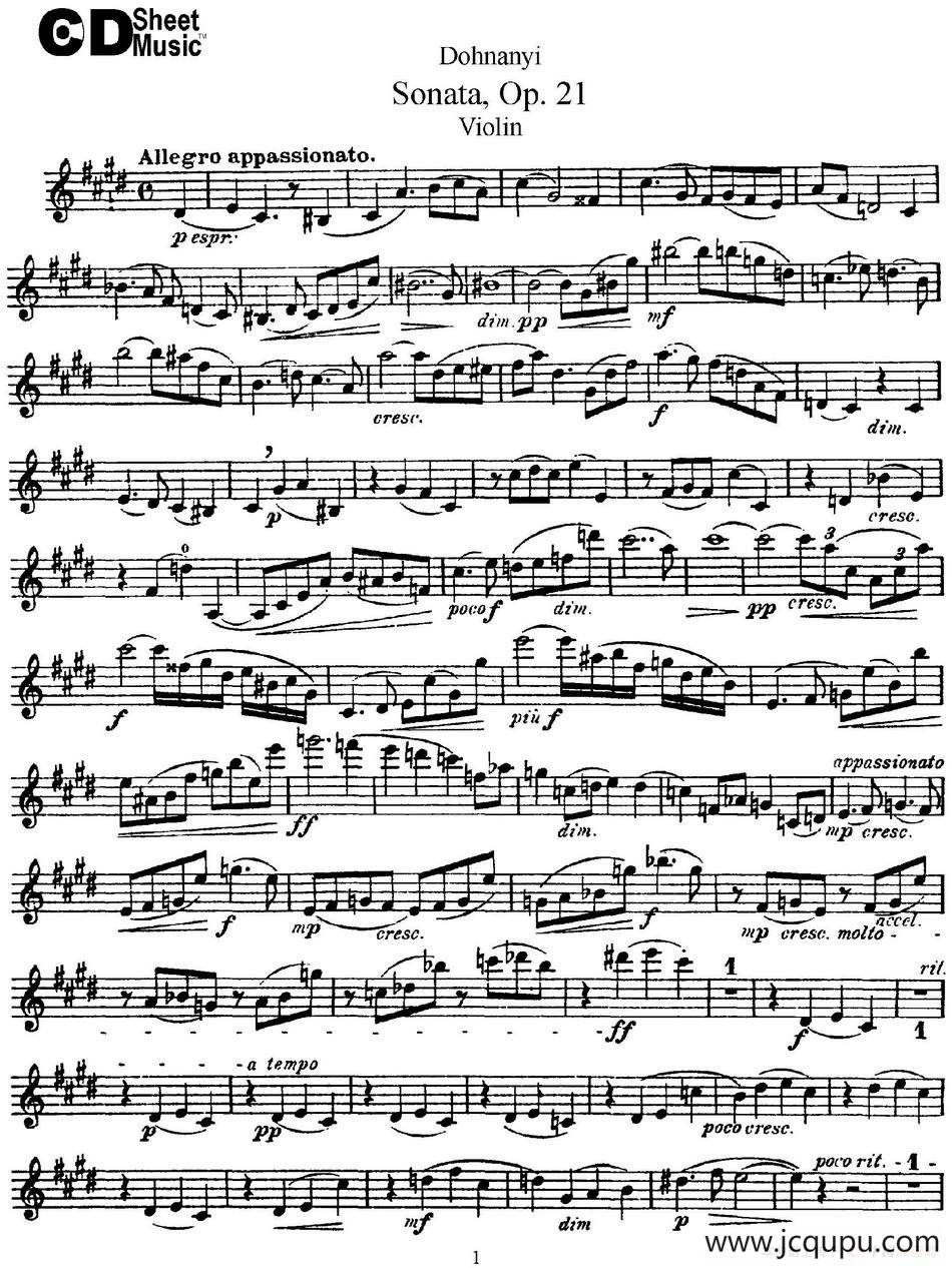 Dohnanyi Sonata Op.21简谱