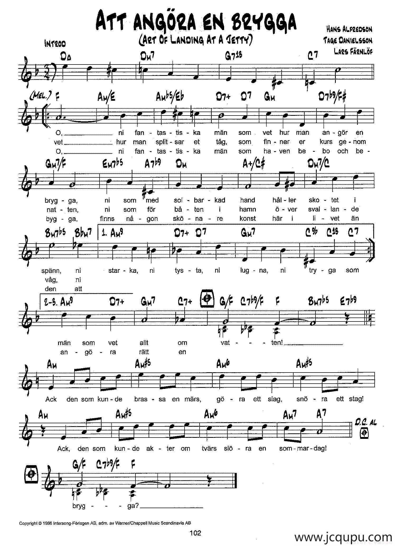 降B爵士乐谱：ATT ANGORA EN BRYAAG简谱