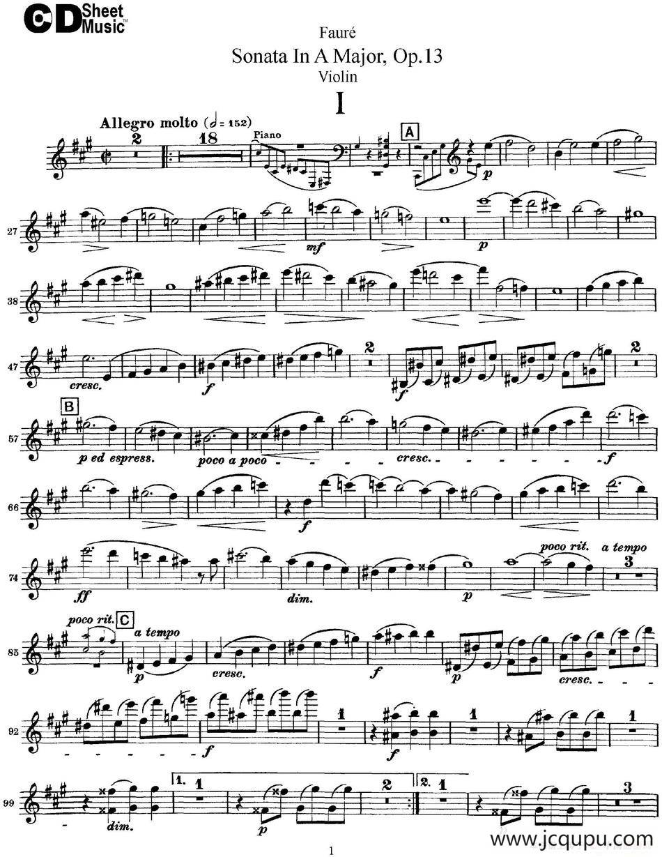 Violin Sonata No.1 Op.13简谱