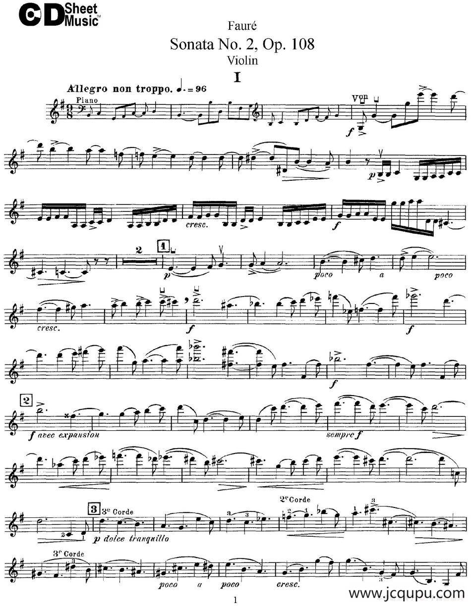 Violin Sonata No.2 Op.108简谱