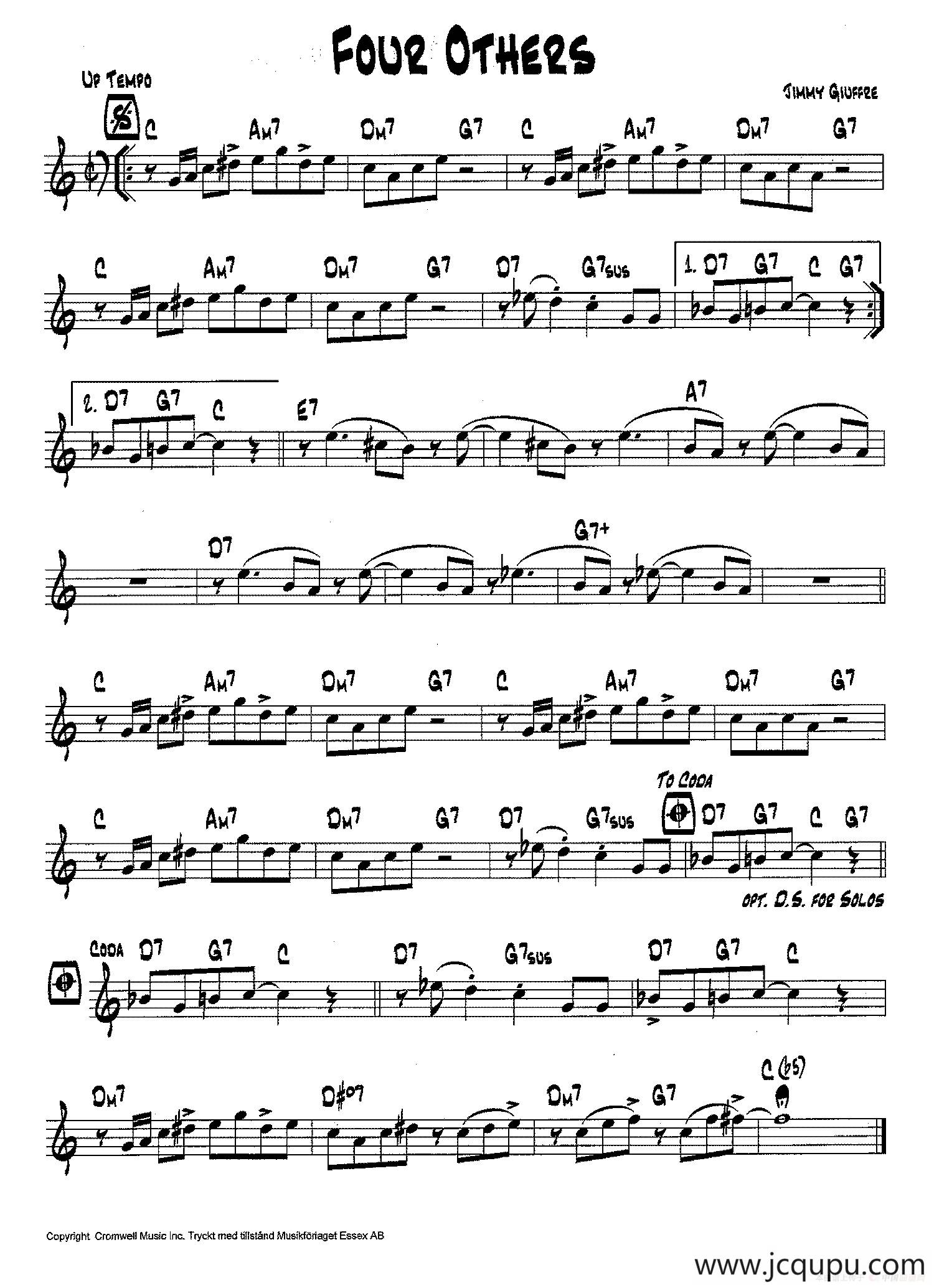 降B爵士乐谱：FOUR OTHERS简谱