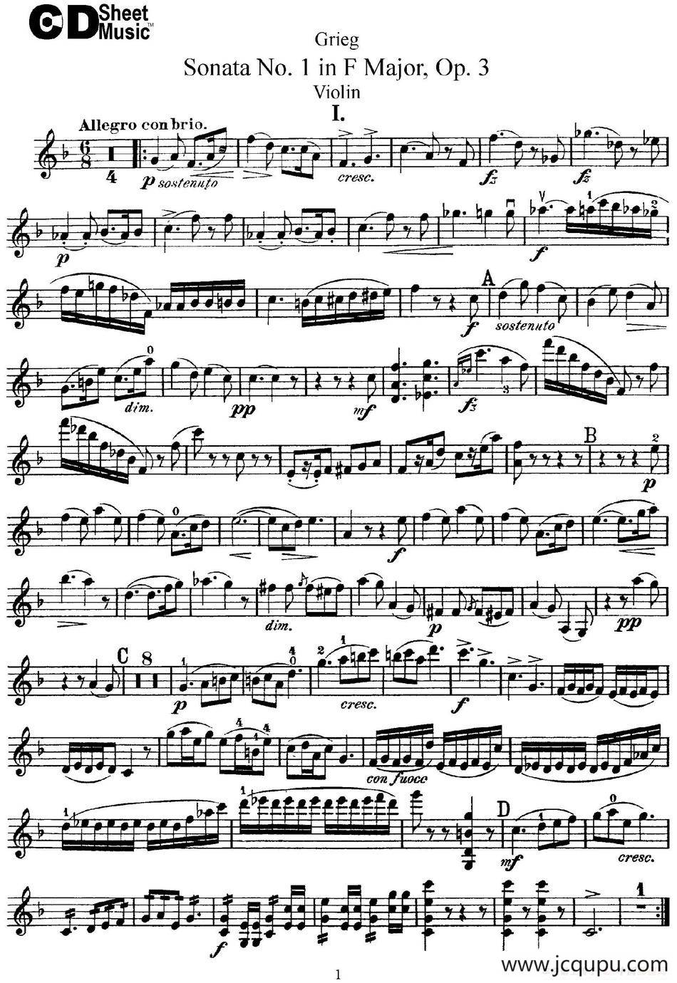 Violin Sonata No.1 Op.3简谱