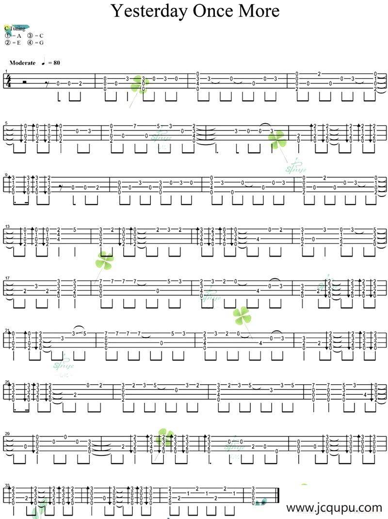 Yesterday Once More（尤克里里指弹谱）简谱