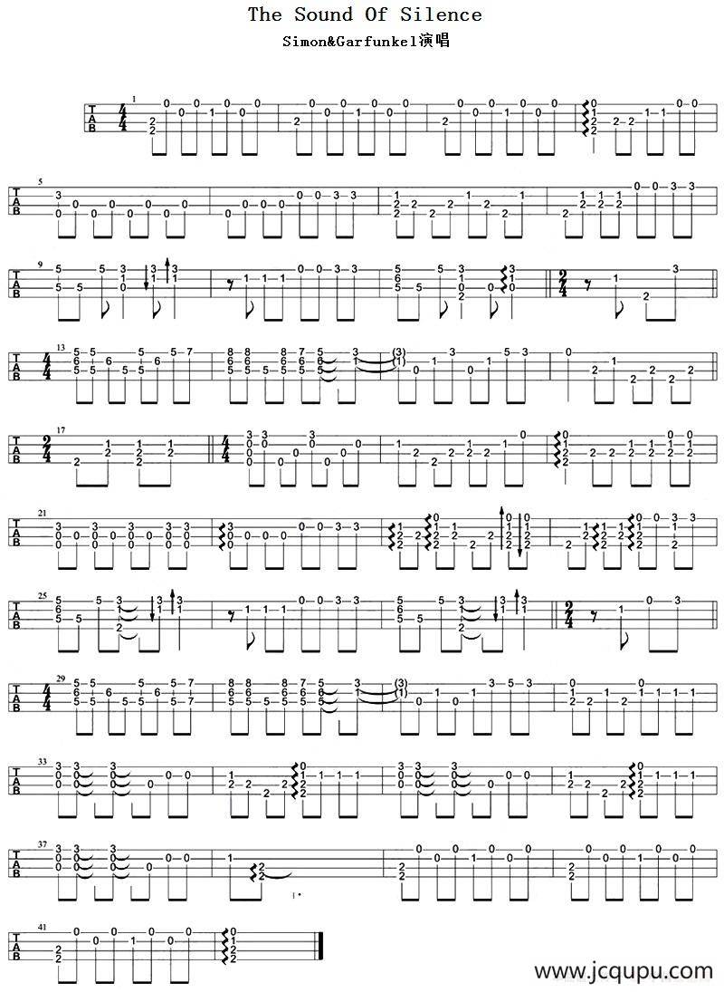 The Sound Of Silence（尤克里里指弹谱）简谱