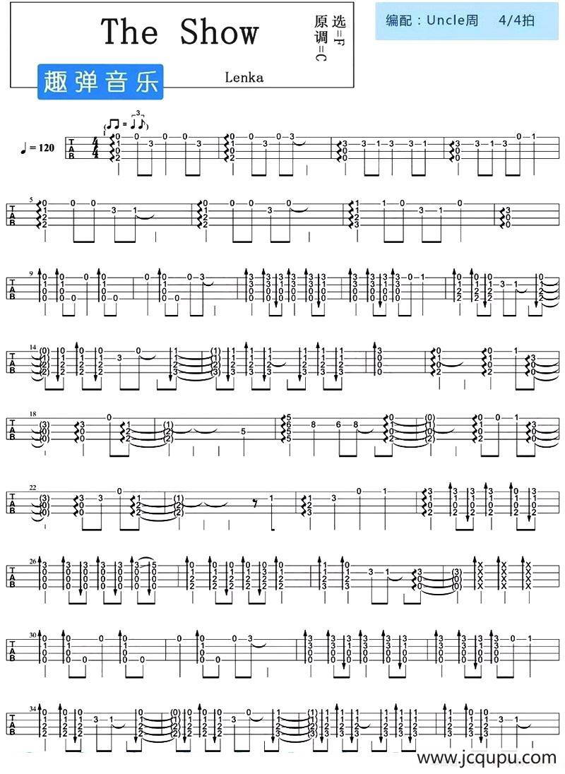 The Show（尤克里里指弹谱）简谱