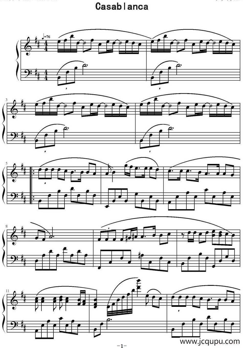 Casablanca（卡萨布兰卡）简谱