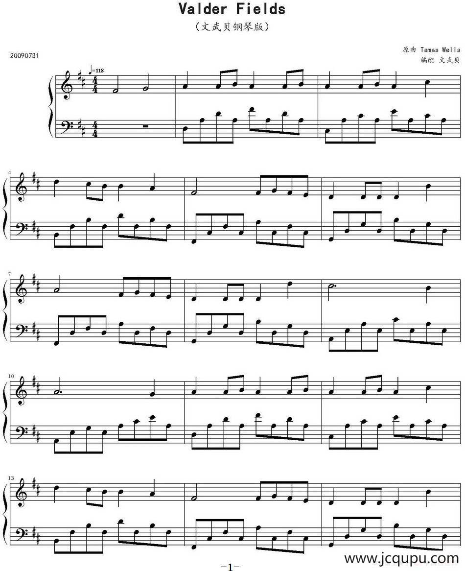 Valder Fields简谱