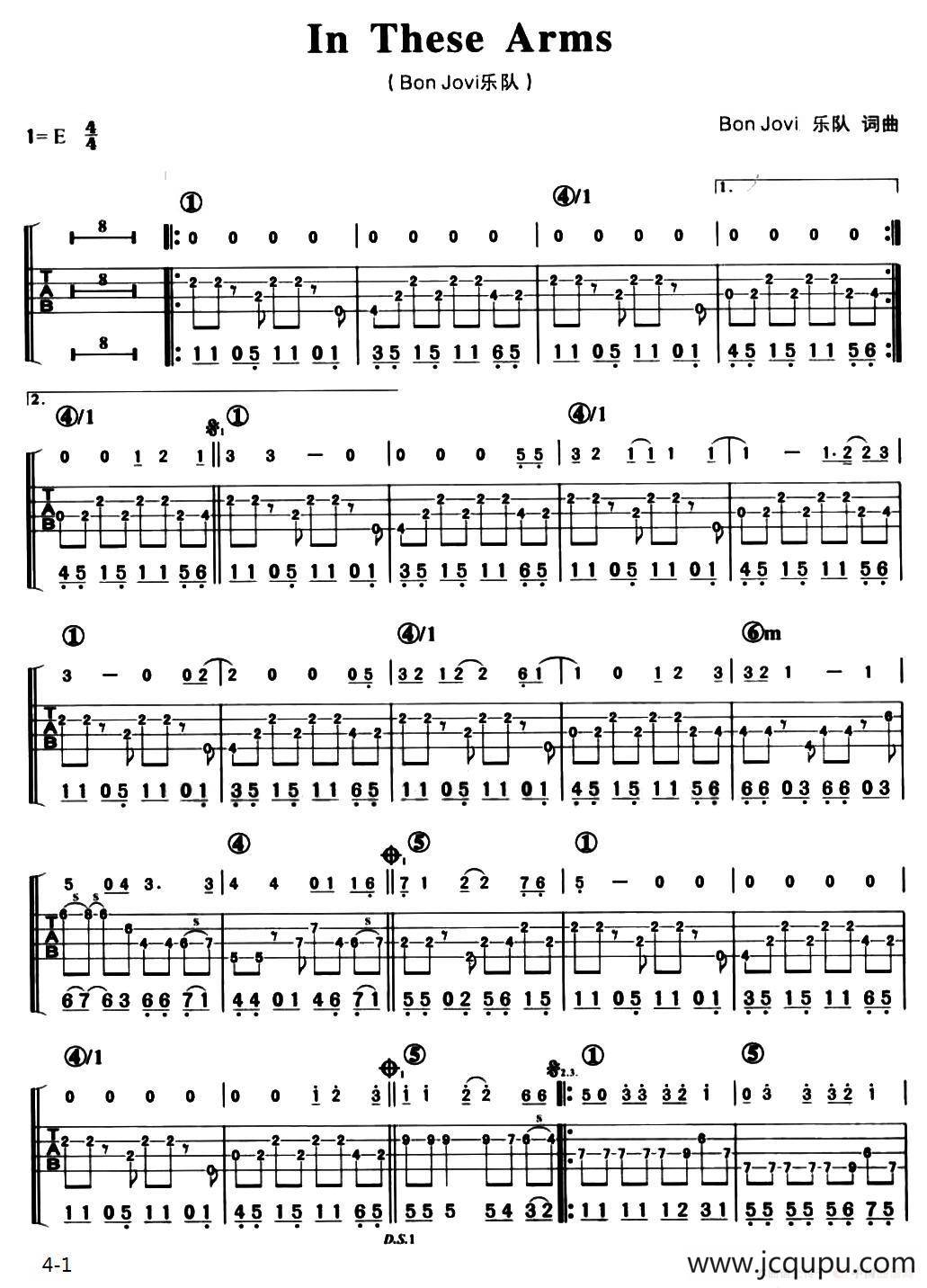 In These Arms（贝司谱）简谱