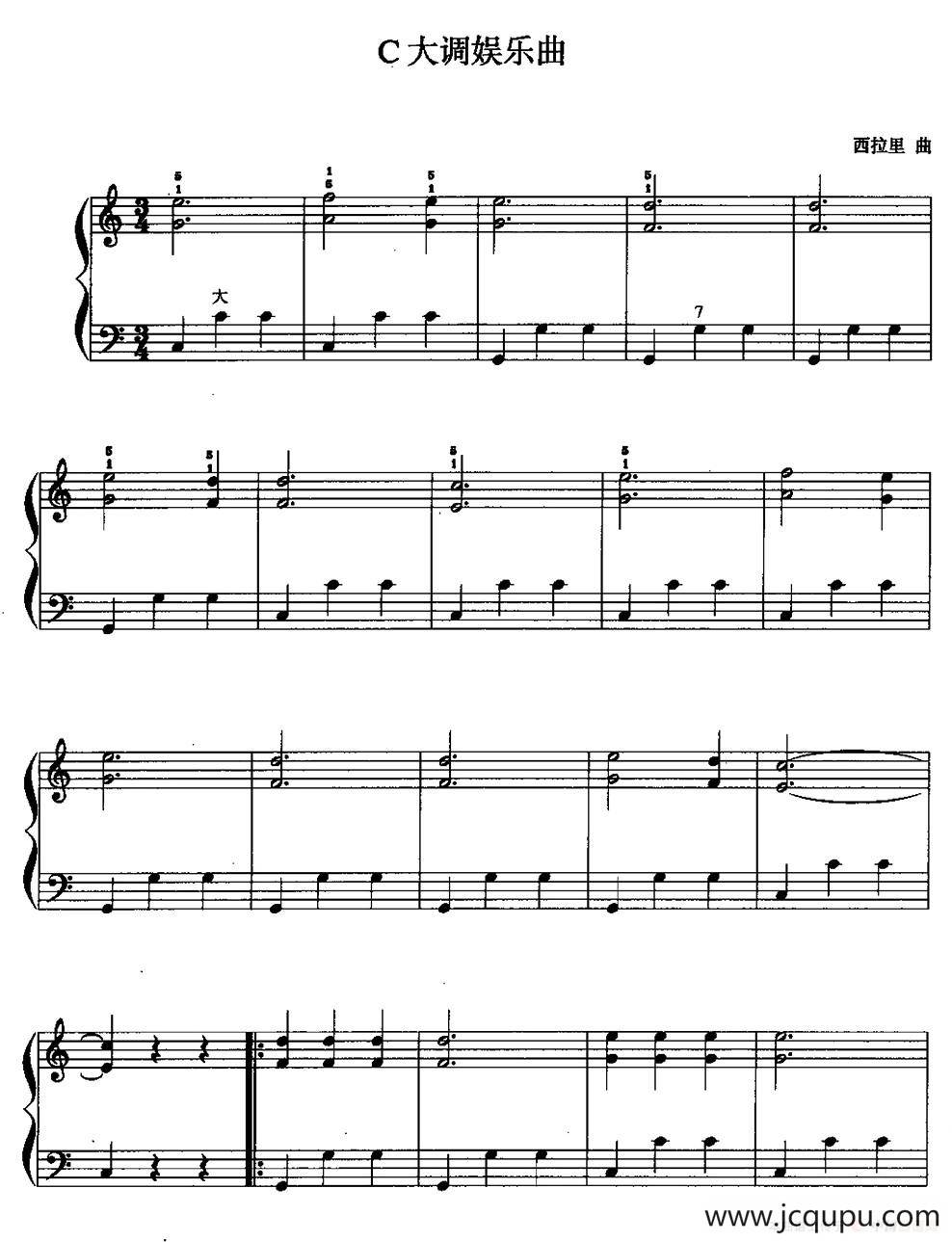 儿童手风琴曲：C大调娱乐曲简谱