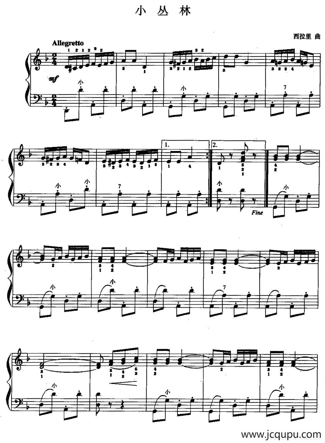 儿童手风琴曲：小丛林简谱