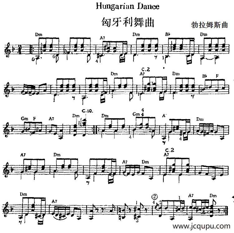 西班牙吉他独奏曲：匈牙利舞曲简谱