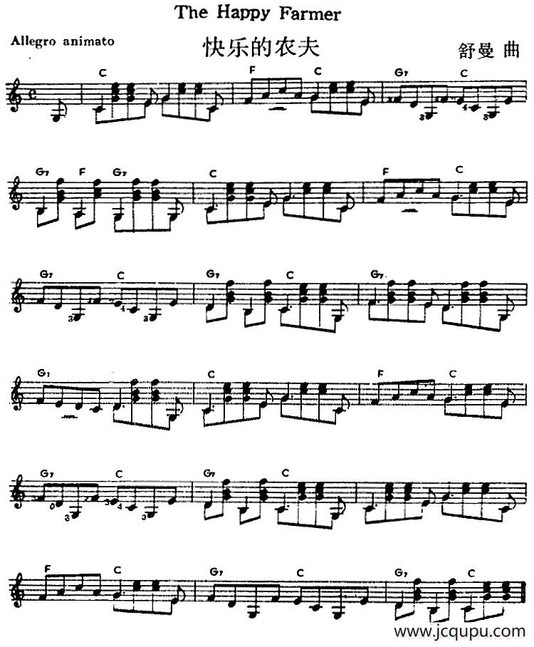 西班牙吉他独奏曲：快乐的农夫简谱