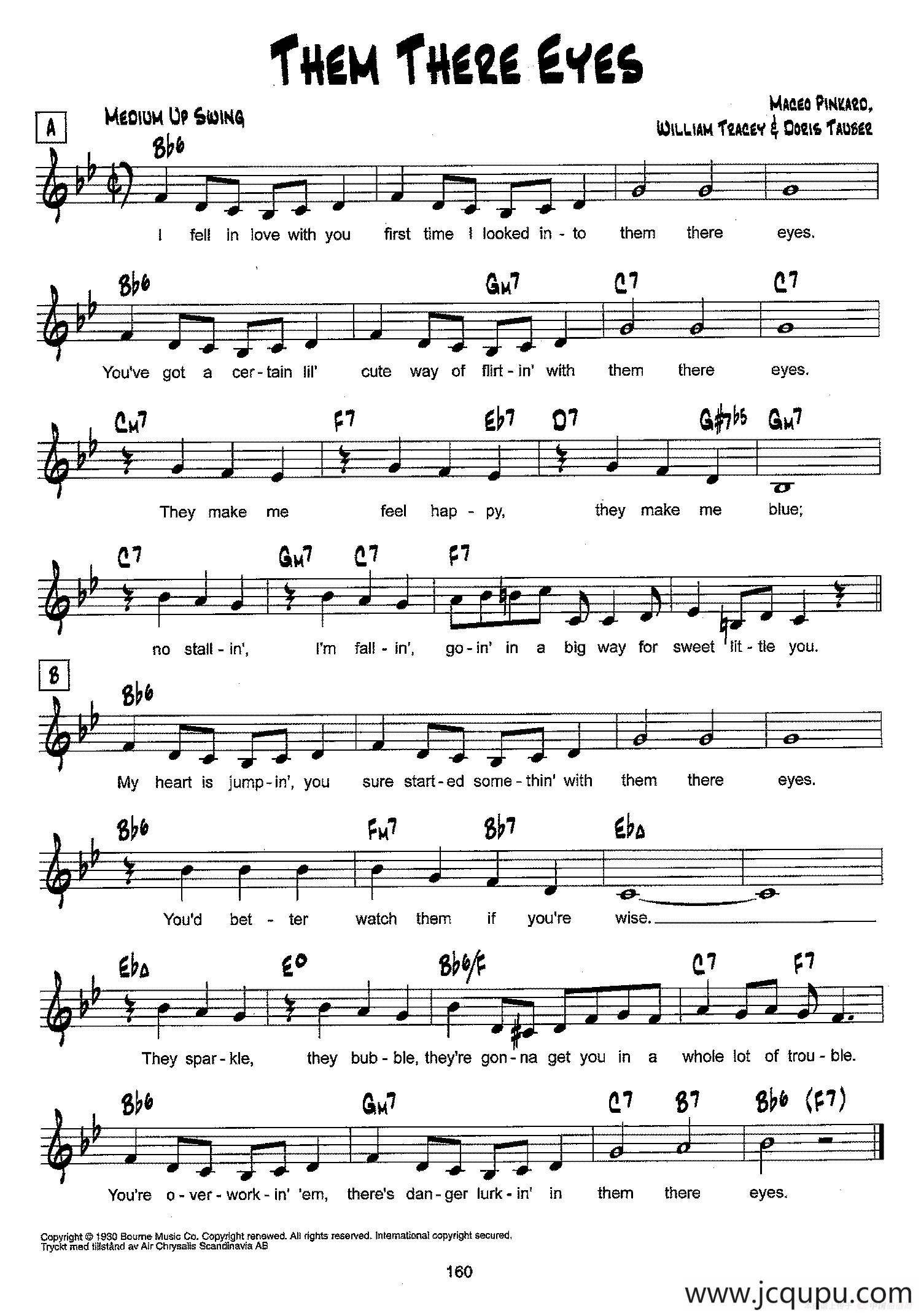 降B爵士乐谱：THEM THERE EYES简谱