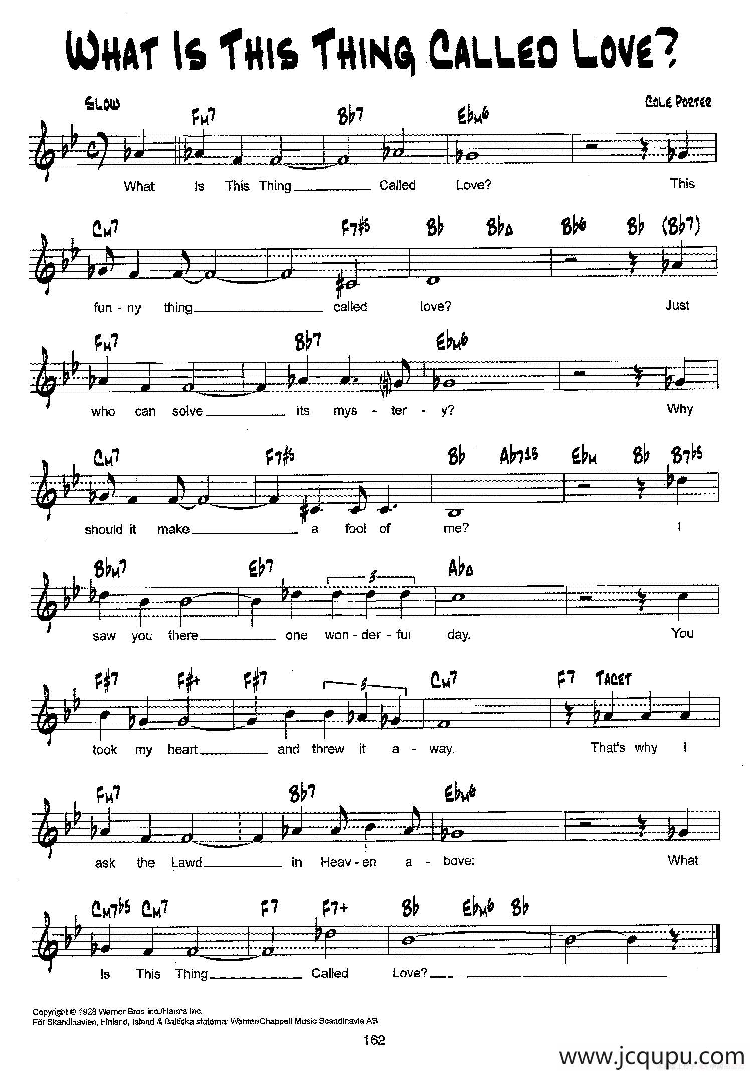 降B爵士乐谱：WHAT IS THIS THING CALLED LOVE？简谱