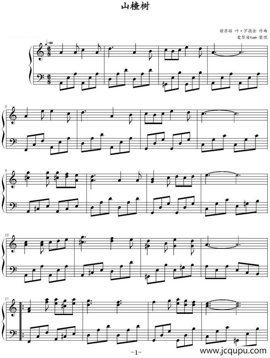山楂树（爱琴海tom整理版）简谱