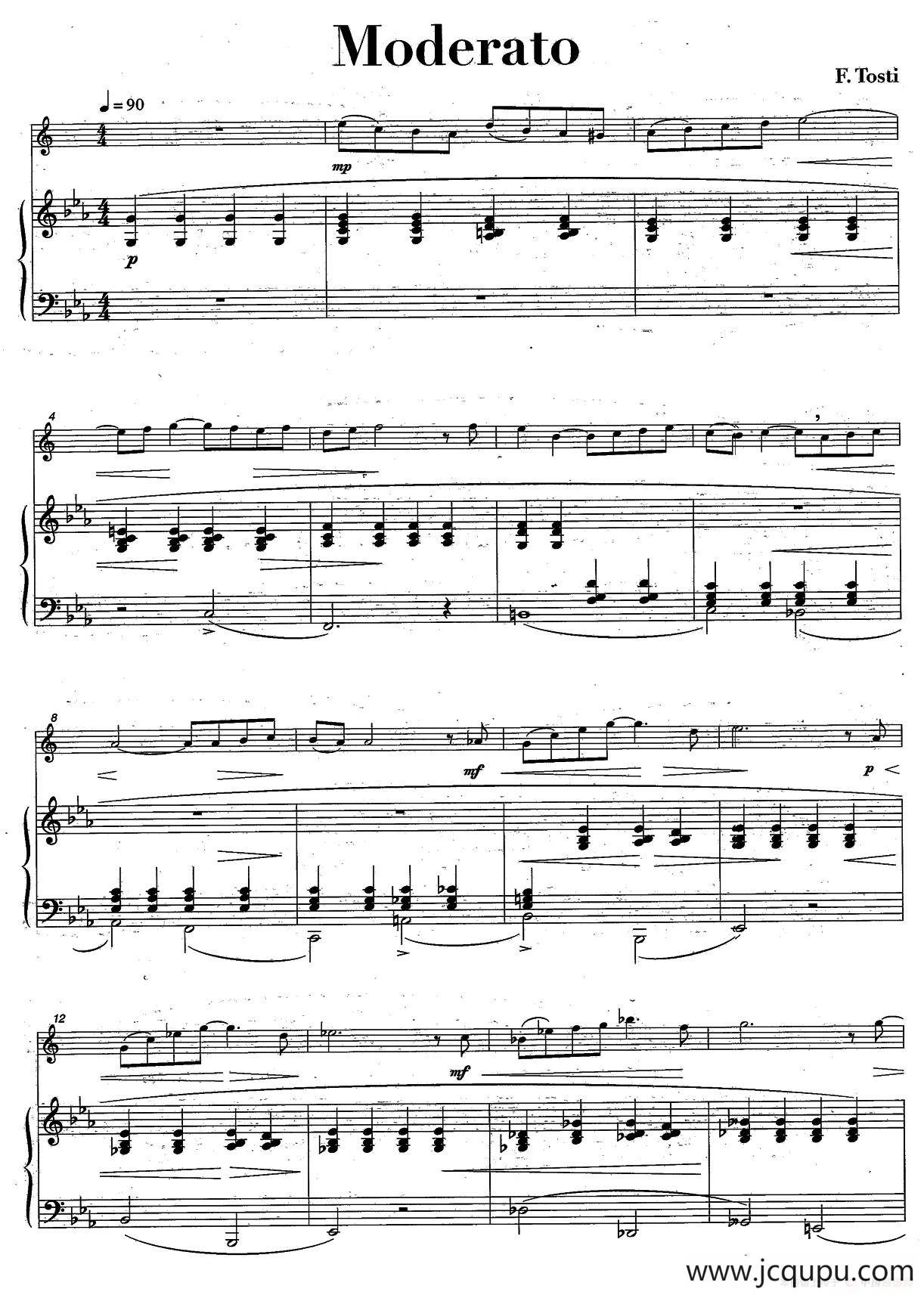 Moderato（中音萨克所+钢琴伴奏、版本一）简谱