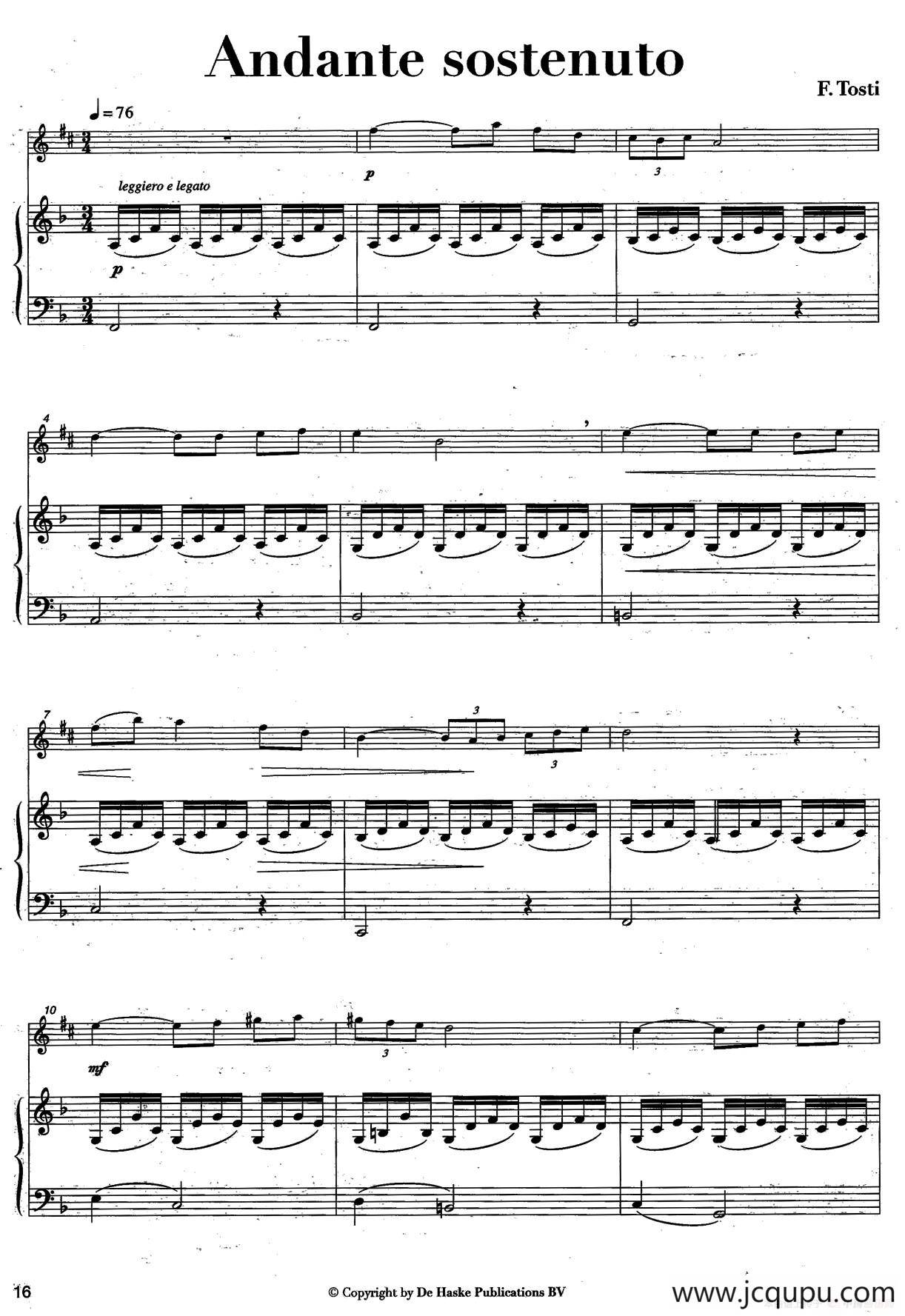 Andante sostenuto（中音萨克所+钢琴伴奏）简谱