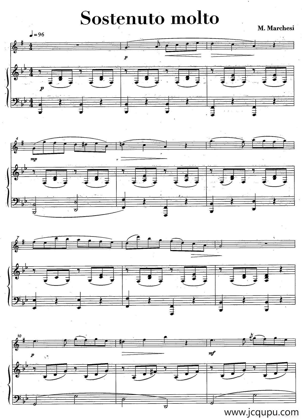 sostenuto molto（中音萨克所+钢琴伴奏）简谱