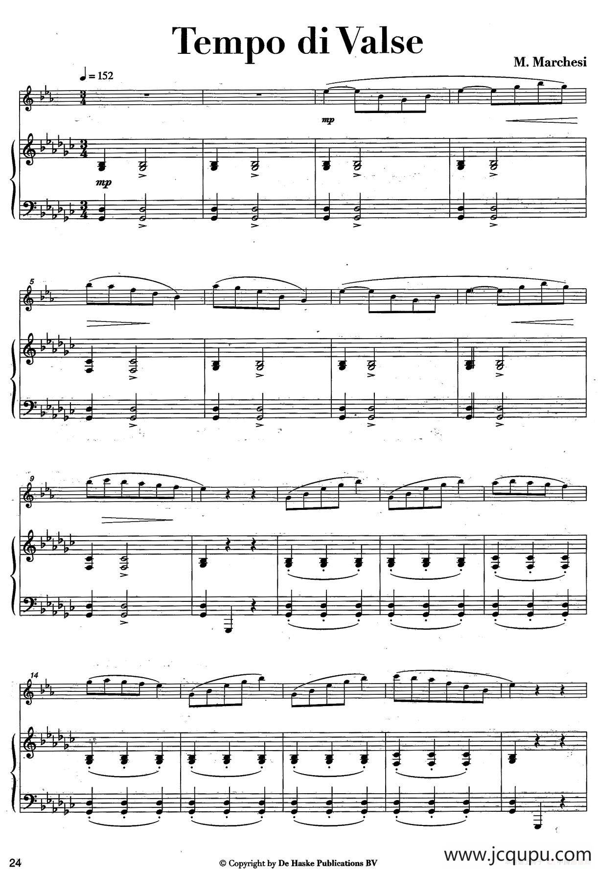 Tempo di Valse（中音萨克所+钢琴伴奏）简谱