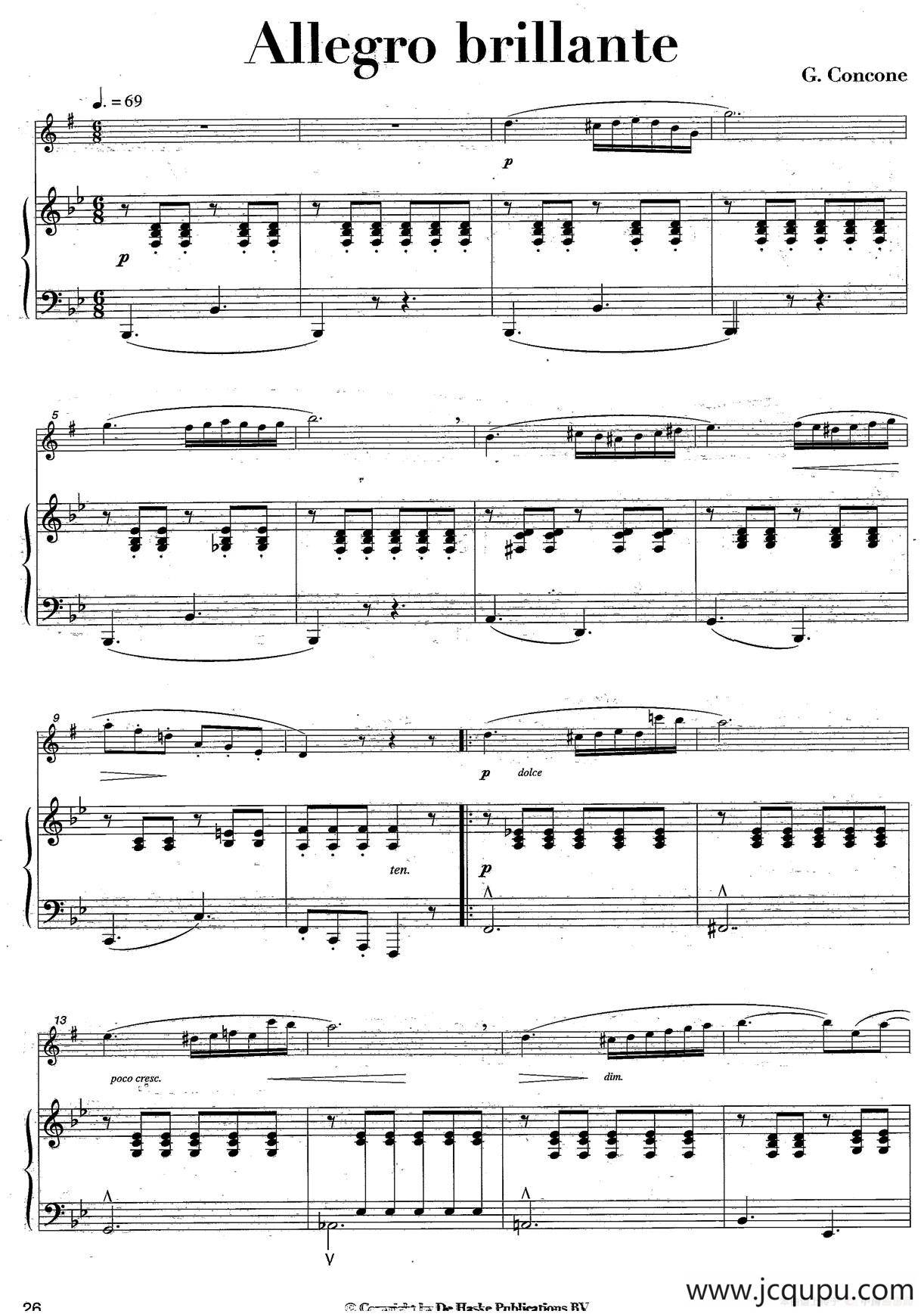 Allegro brillante（中音萨克所+钢琴伴奏）简谱