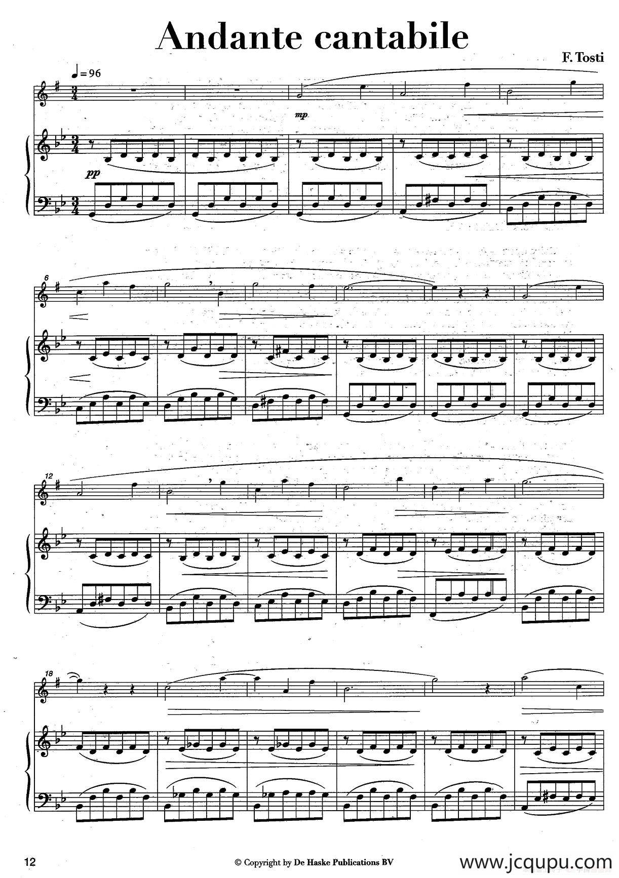 Andante cantabile（中音萨克所+钢琴伴奏）简谱