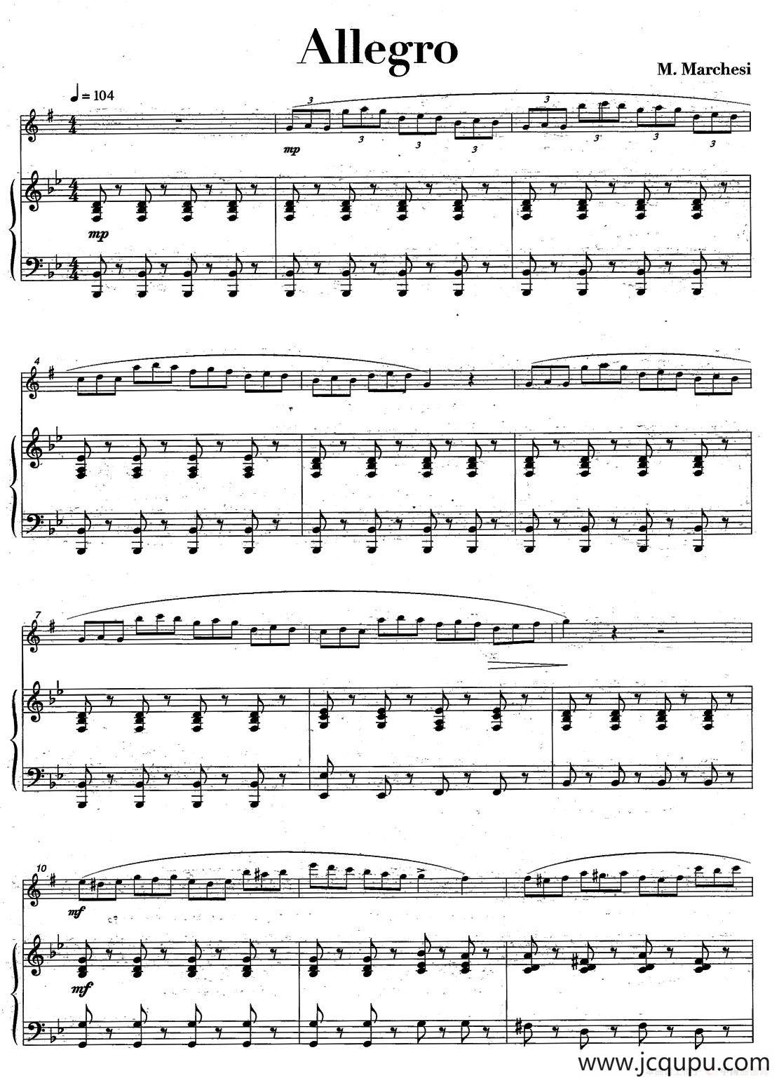 Allegro（中音萨克所+钢琴伴奏）简谱