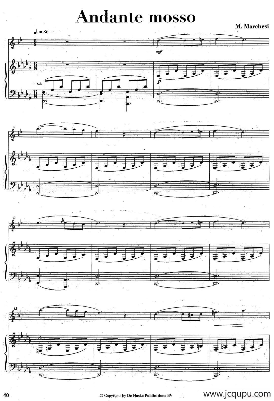 Andante mosso（中音萨克所+钢琴伴奏）简谱