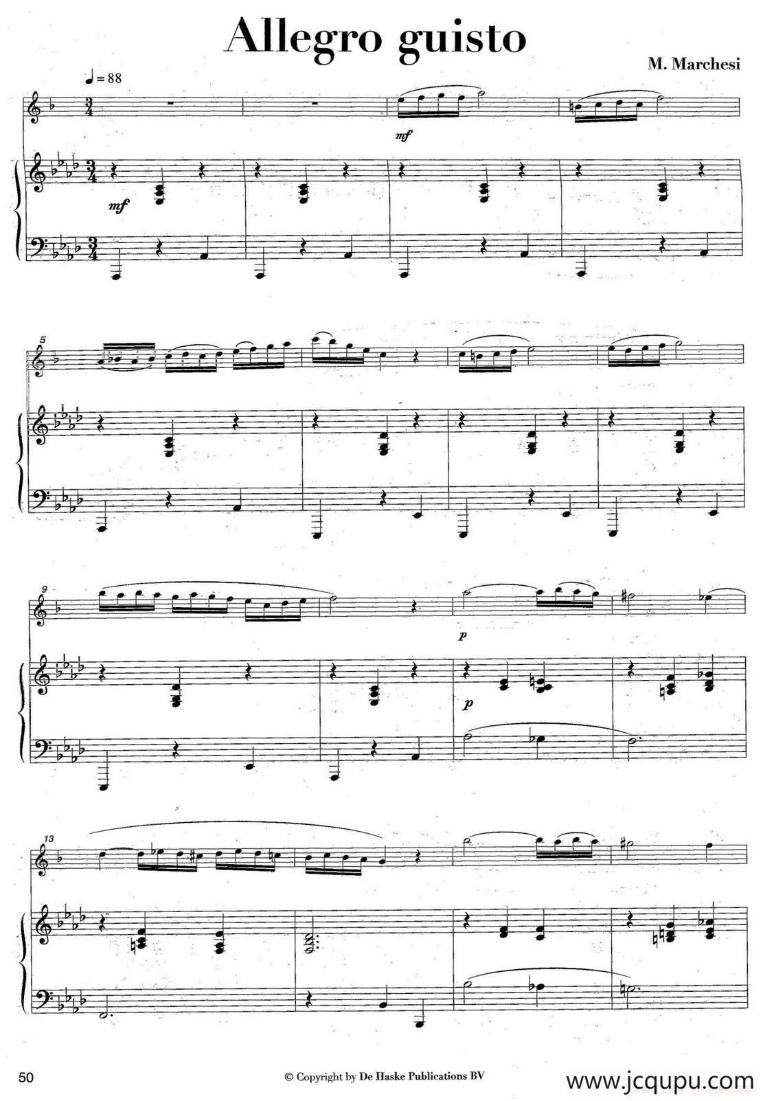 Allegro guisto（中音萨克所+钢琴伴奏）简谱