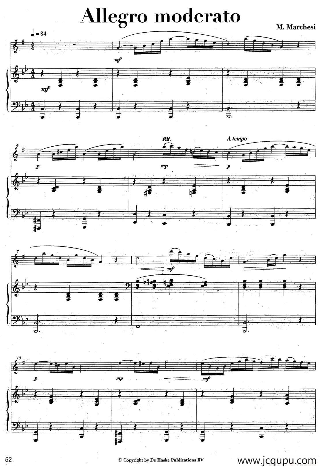 Allegro moderato（中音萨克所+钢琴伴奏）简谱