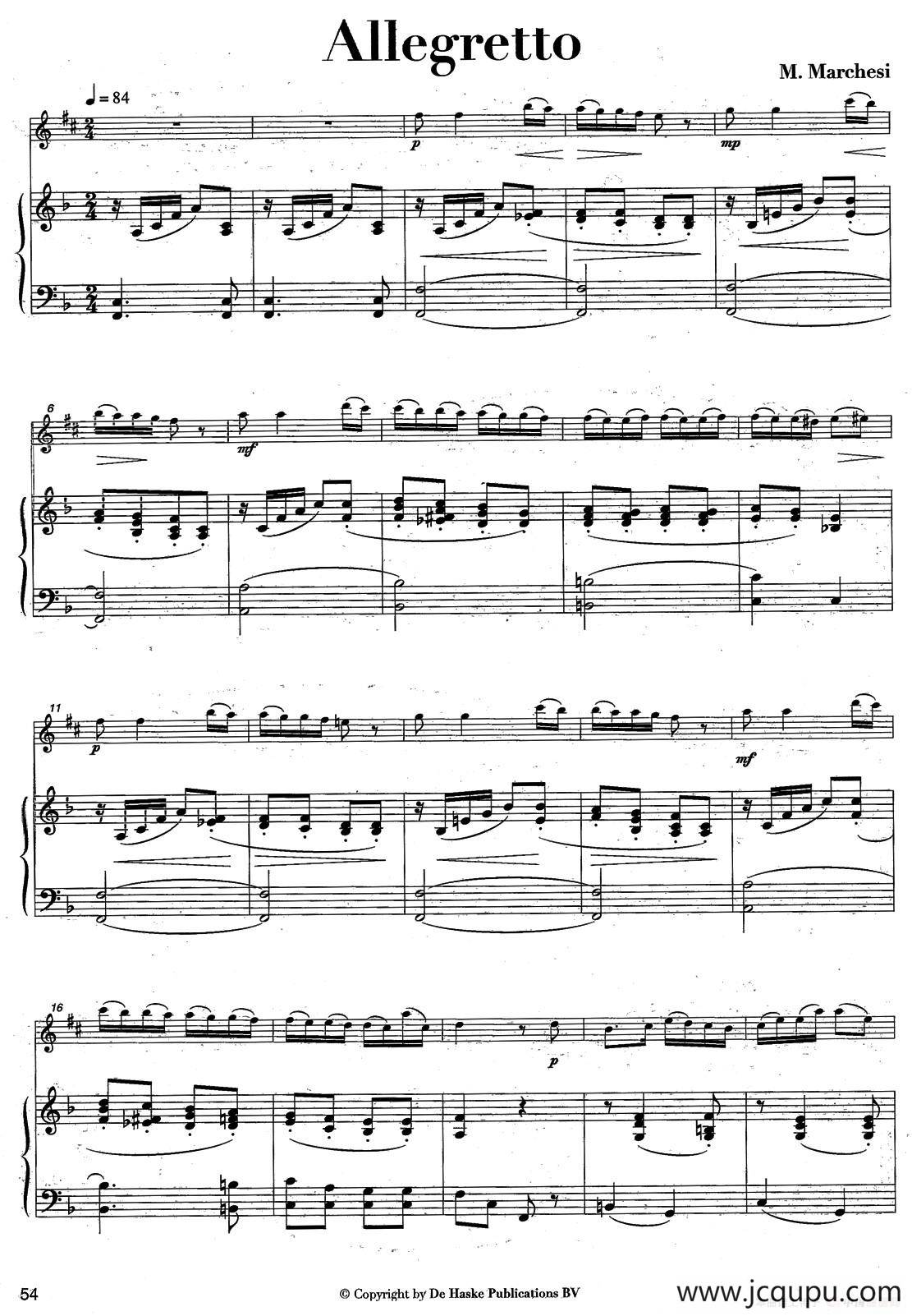 Allegretto（中音萨克所+钢琴伴奏）简谱