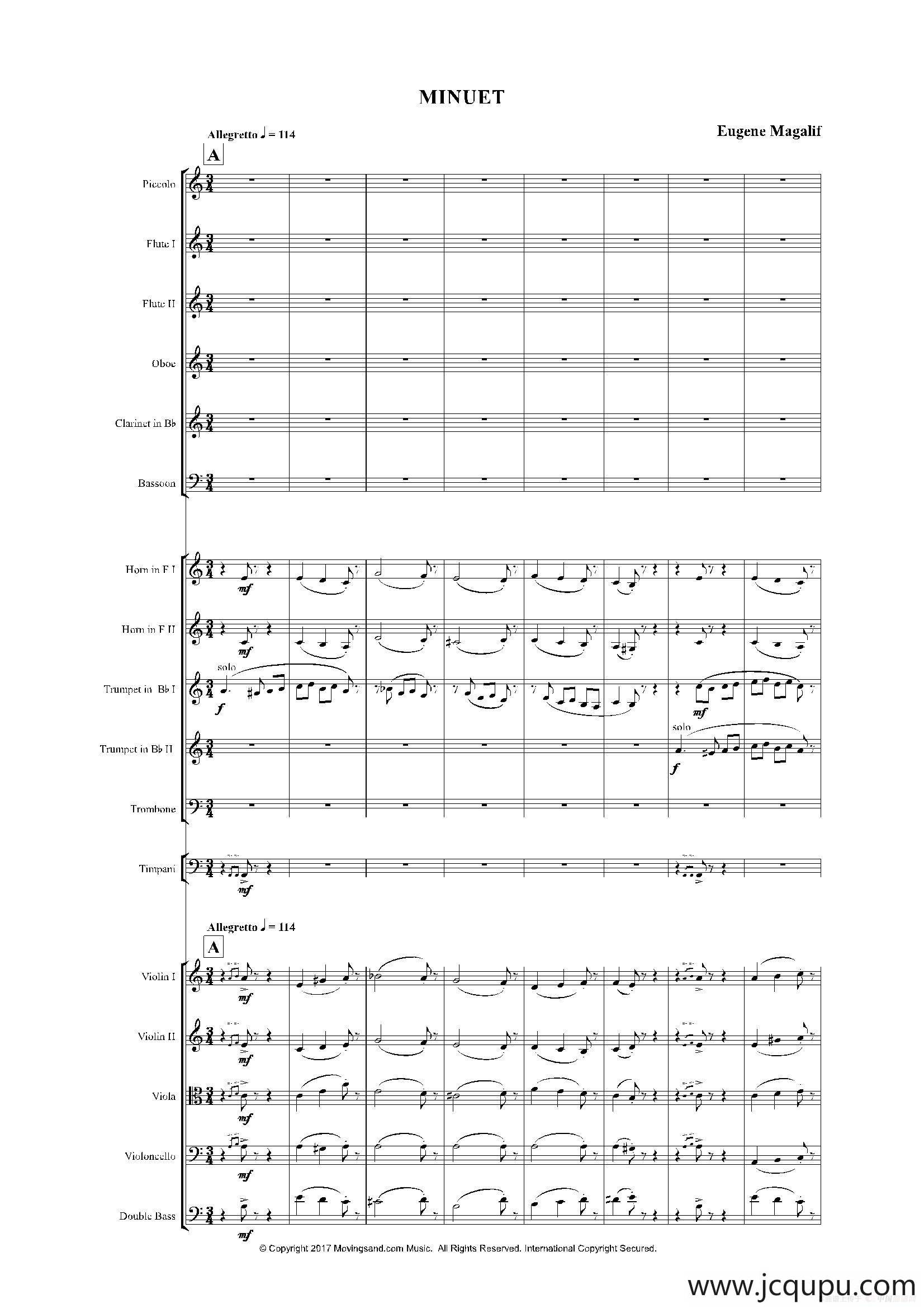 《来自皇室的舞蹈》管弦乐套曲：2.MINUET（小步舞曲）（总谱）简谱