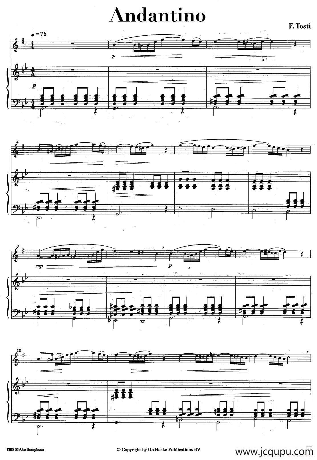 Andantino（中音萨克所+钢琴伴奏）简谱