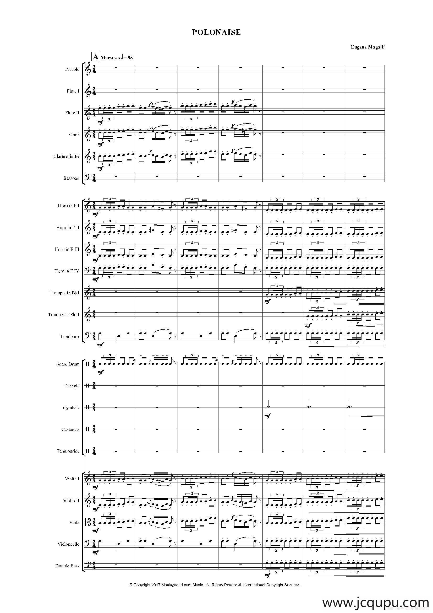 《来自皇室的舞蹈》管弦乐套曲：1.POLONAISE（波兰舞曲）（总谱）简谱