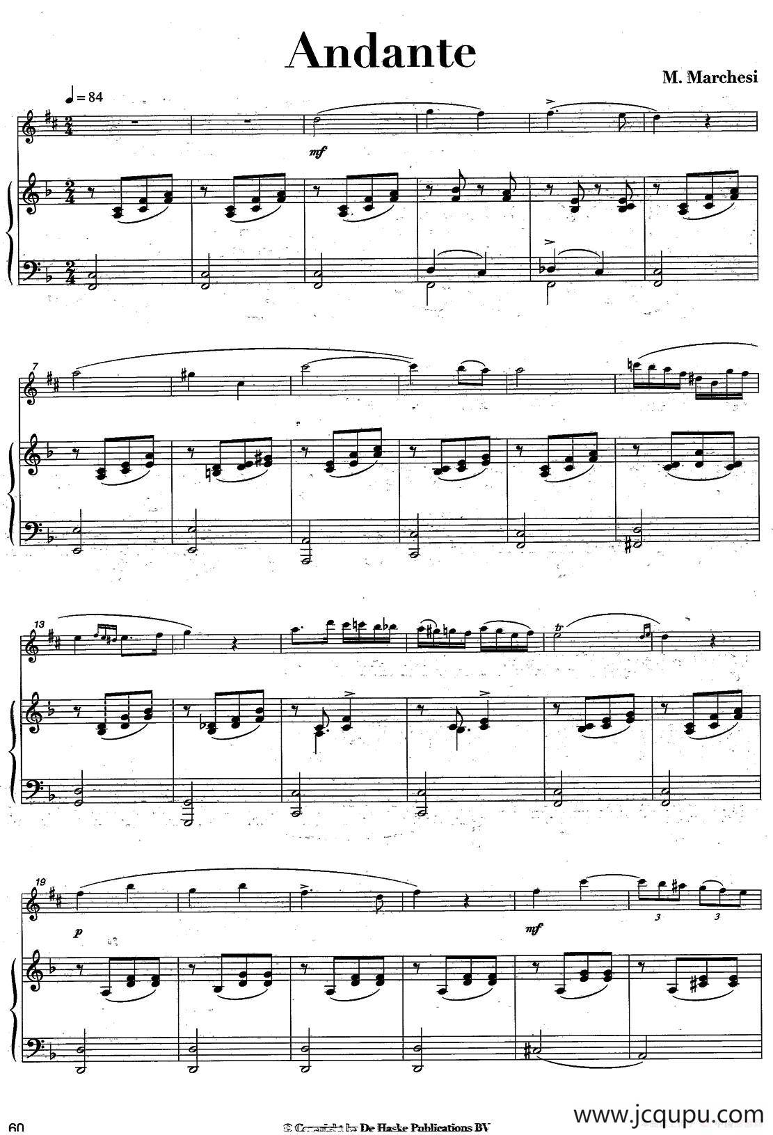 Andante（中音萨克所+钢琴伴奏、版本三）简谱