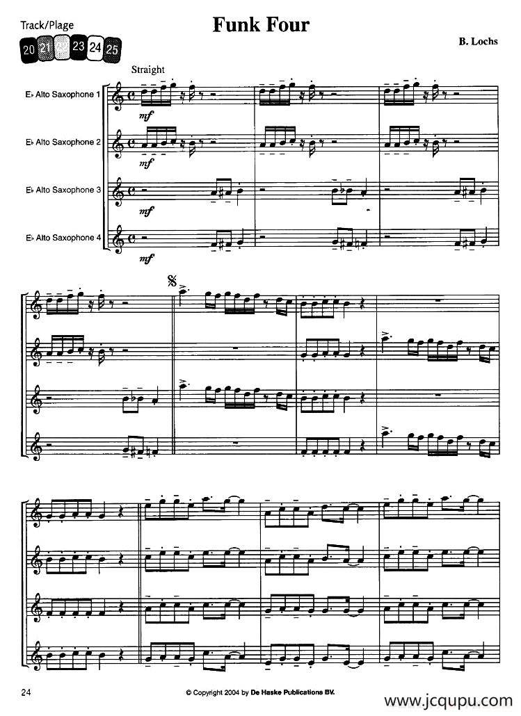 Funk Four（中音萨克斯四重奏）简谱