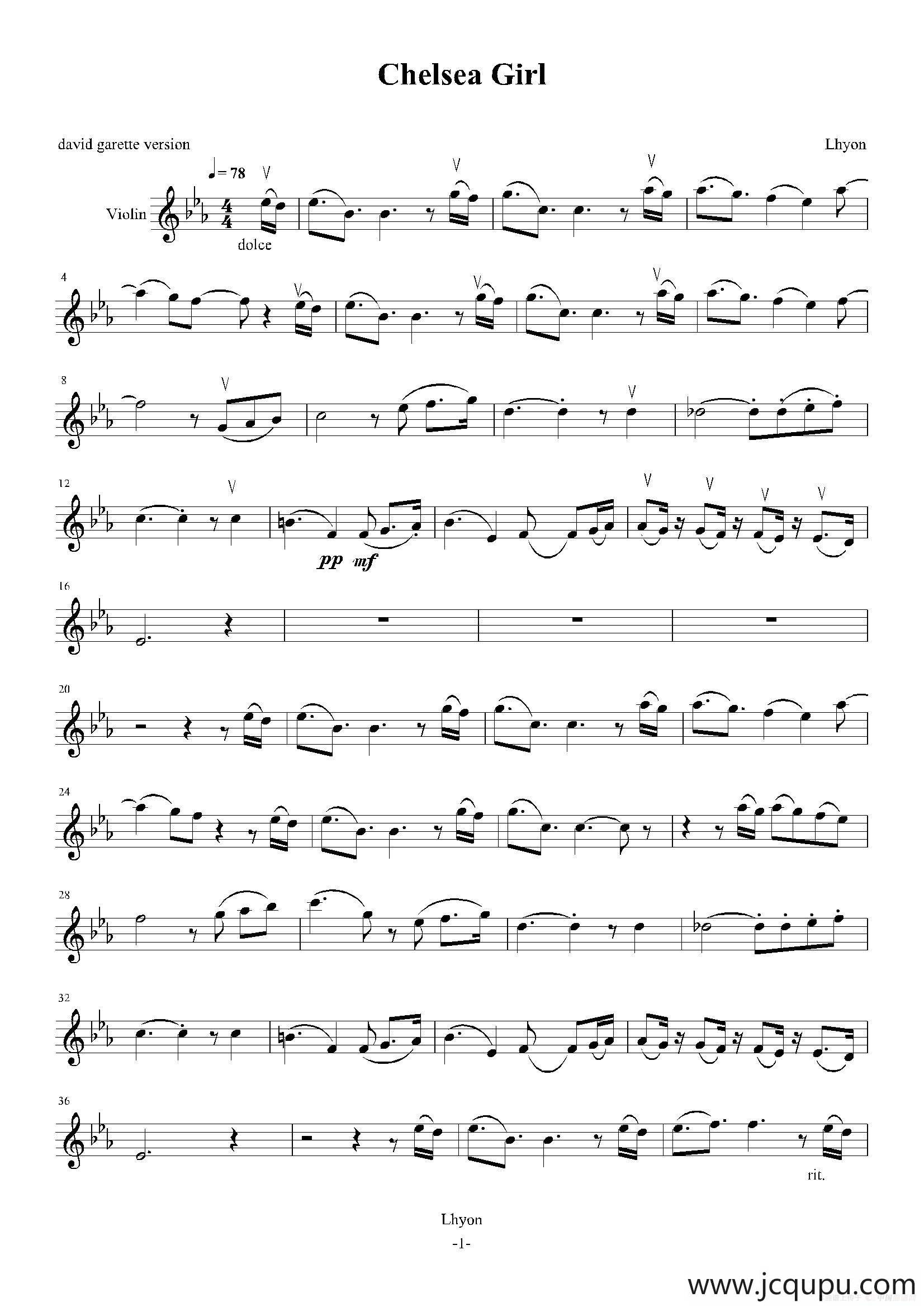 Chelsea Girl简谱