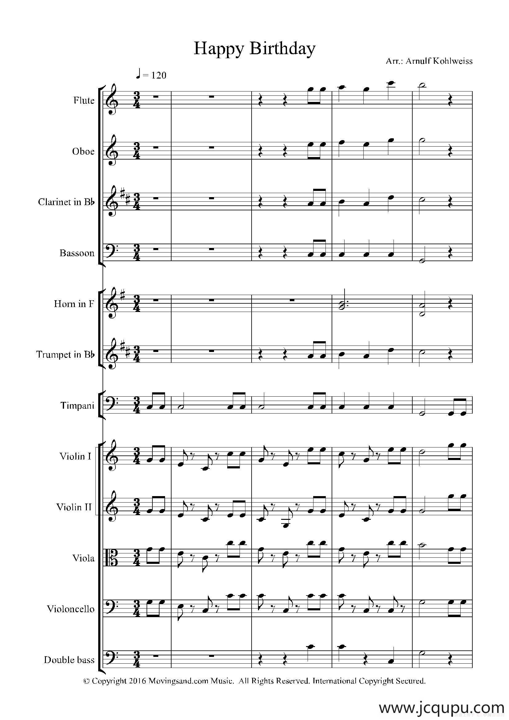 Happy Birthday（管弦乐队总谱）简谱