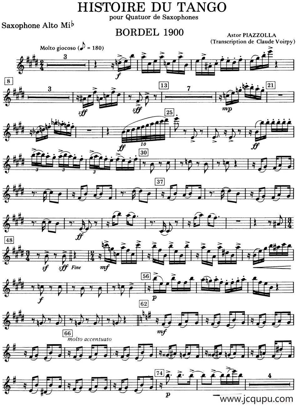 HISTOIRE DU TANGO（四重奏中音分谱）简谱