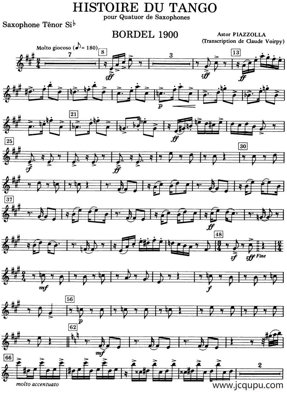 HISTOIRE DU TANGO（四重奏次中音分谱）简谱