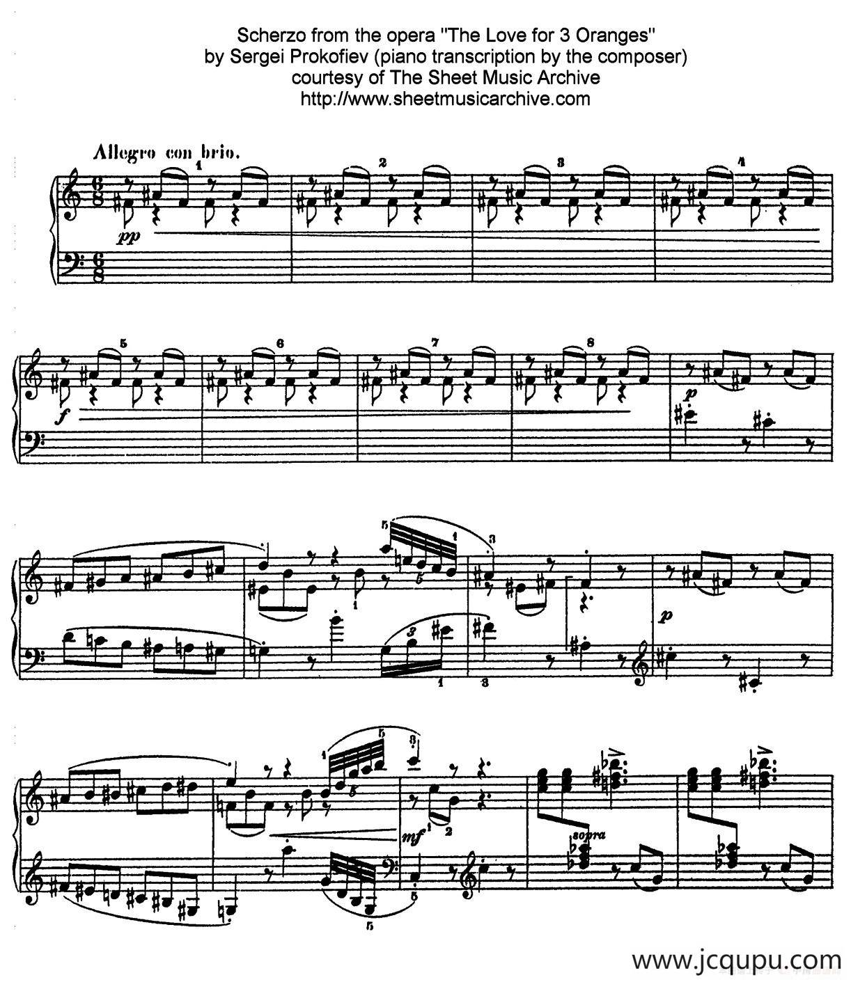 Scherzo from The Love for 3 Oranges Op.33（《三个桔子的爱情》谐谑曲）简谱