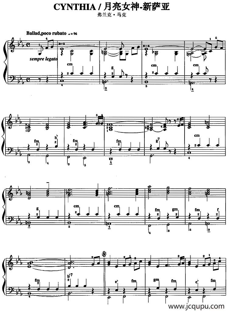 手风琴爵士乐曲：Cynthia 月亮女神-新萨亚简谱