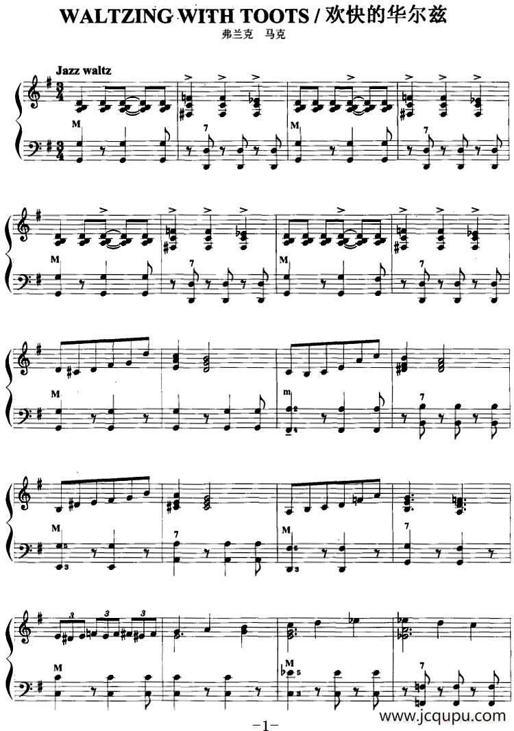 手风琴爵士乐曲：Waltzing with toots 欢快的华尔兹简谱