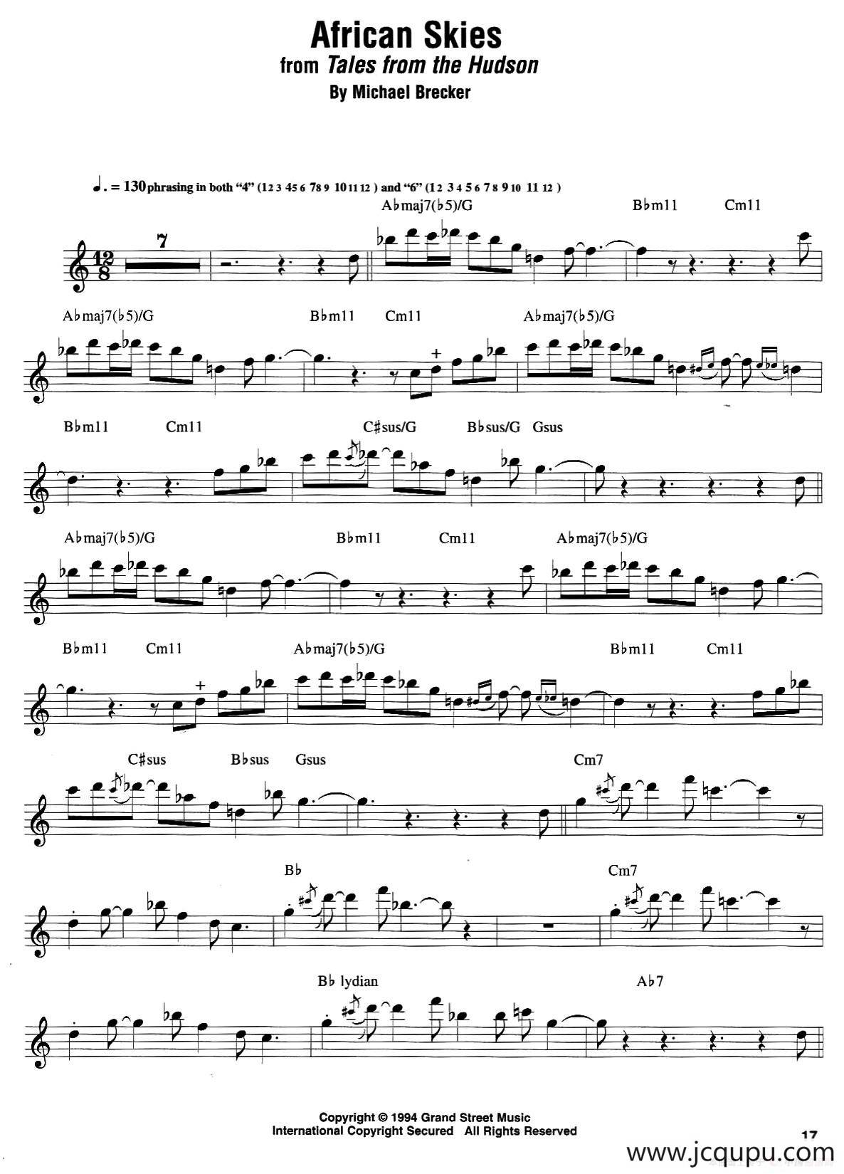 African Skies（第二首）简谱