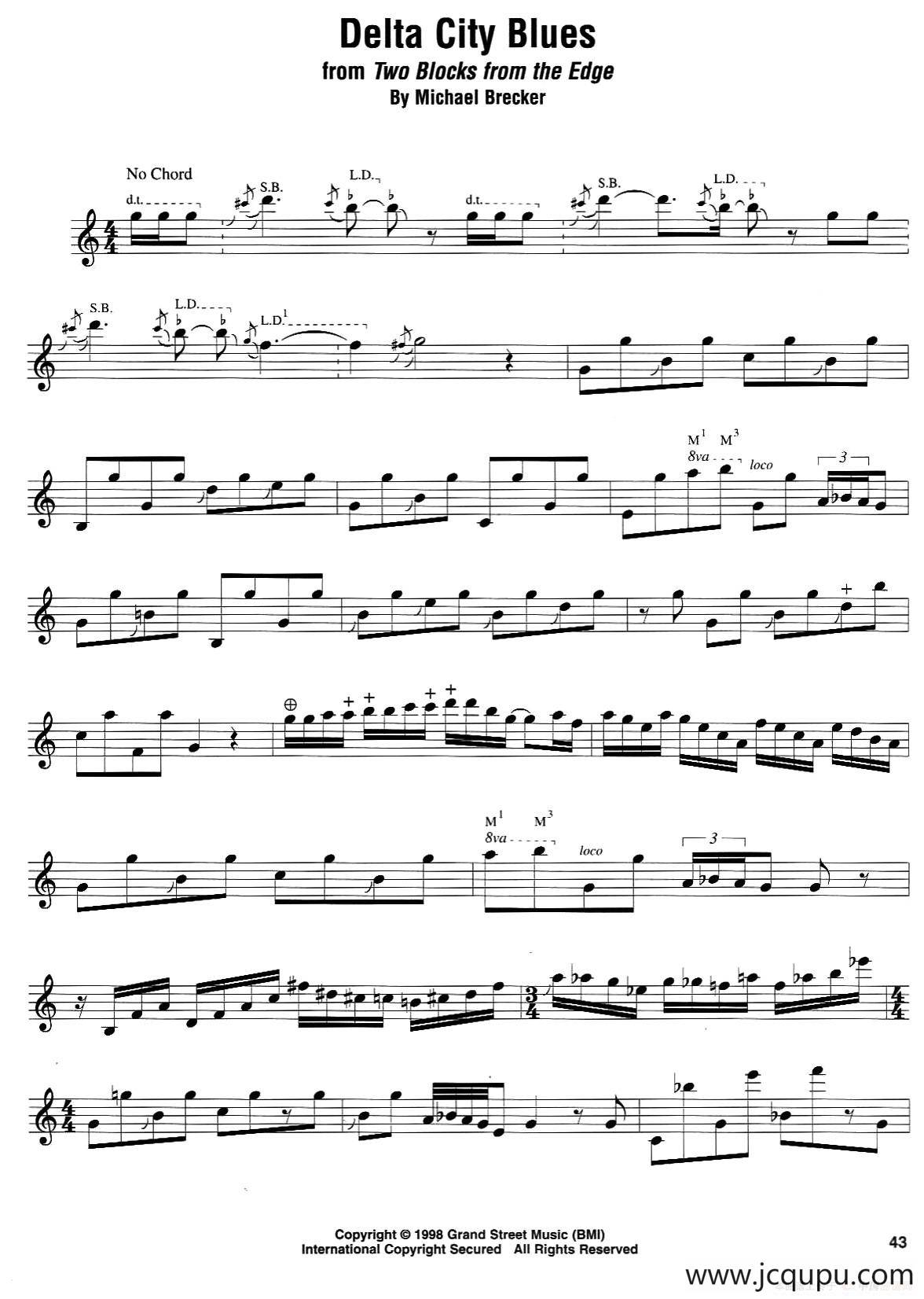 Delta City Biues简谱