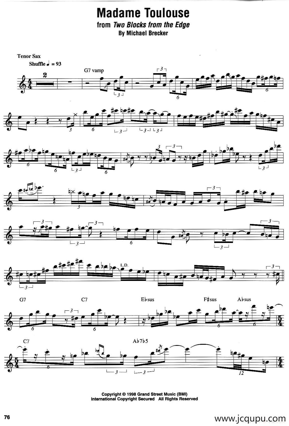 Madame Toulouse简谱