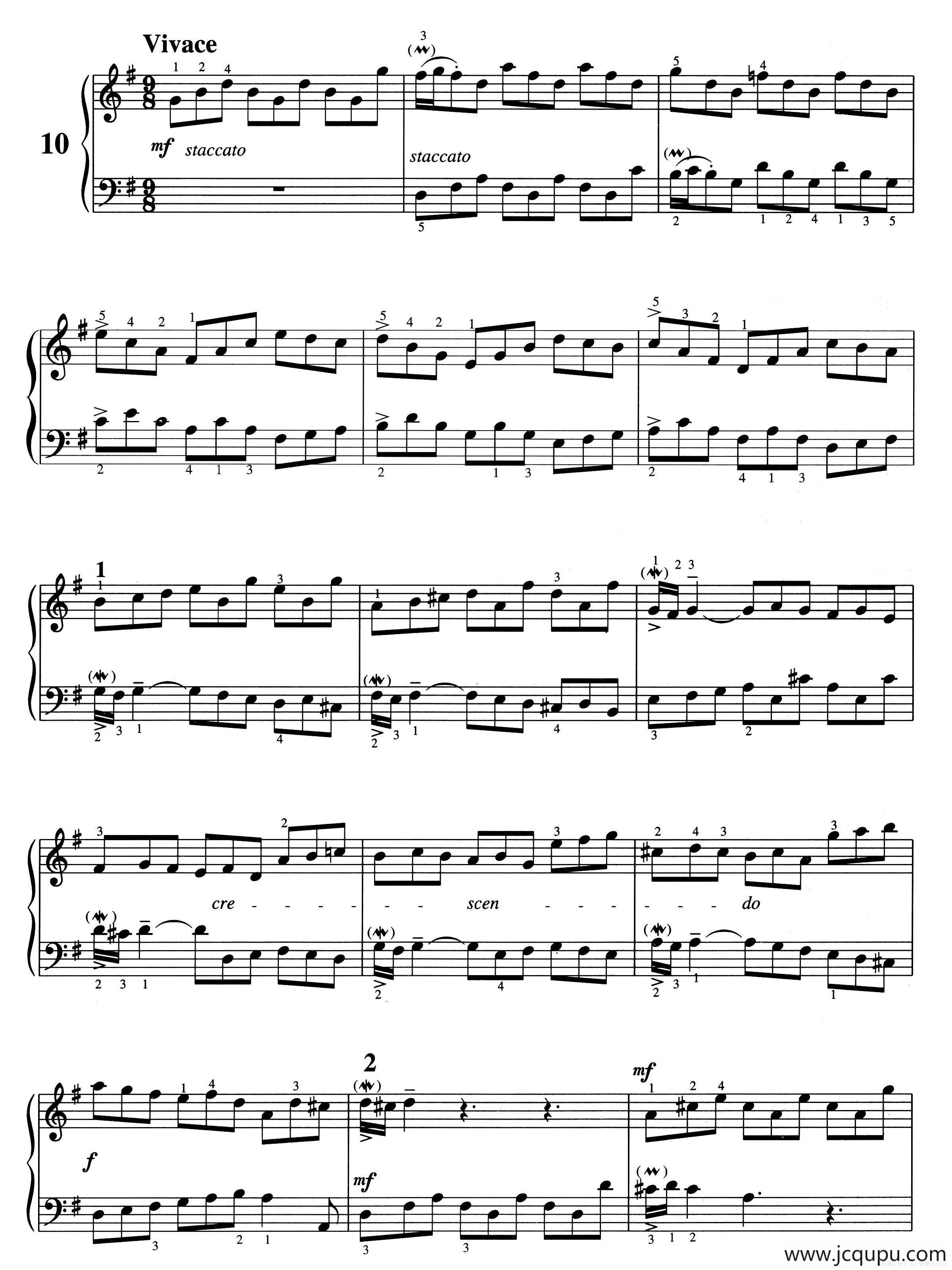 二部创意曲 No.10（人音2000.10首版）简谱